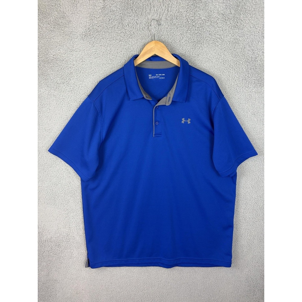 Under Armour Polo Shirt Mens 2XL Blue HeatGear Loose Fit Golf Performance Men